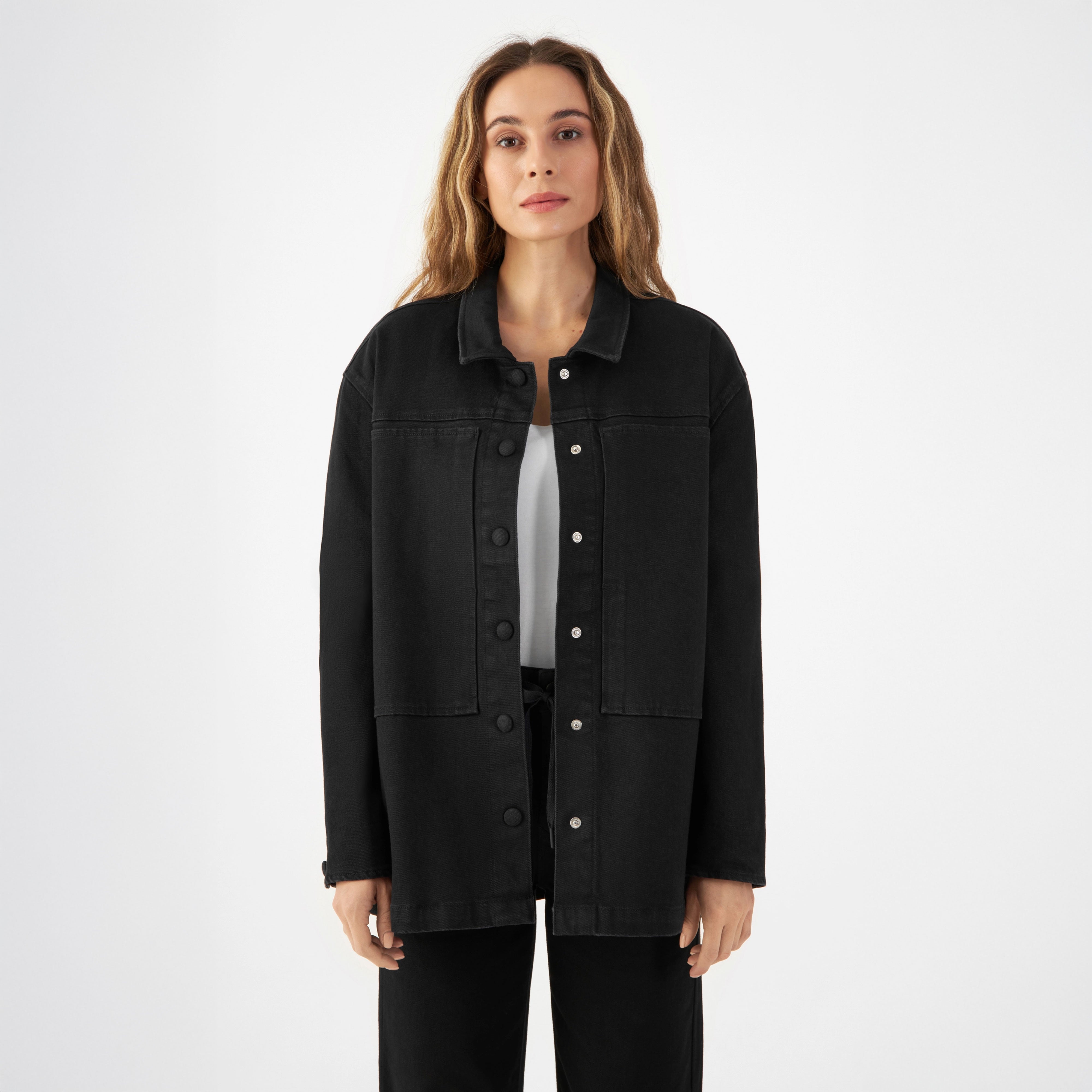 Schwarze Soft Denim Jacke Quiet aus Lyocell Tencel von Dawn Denim