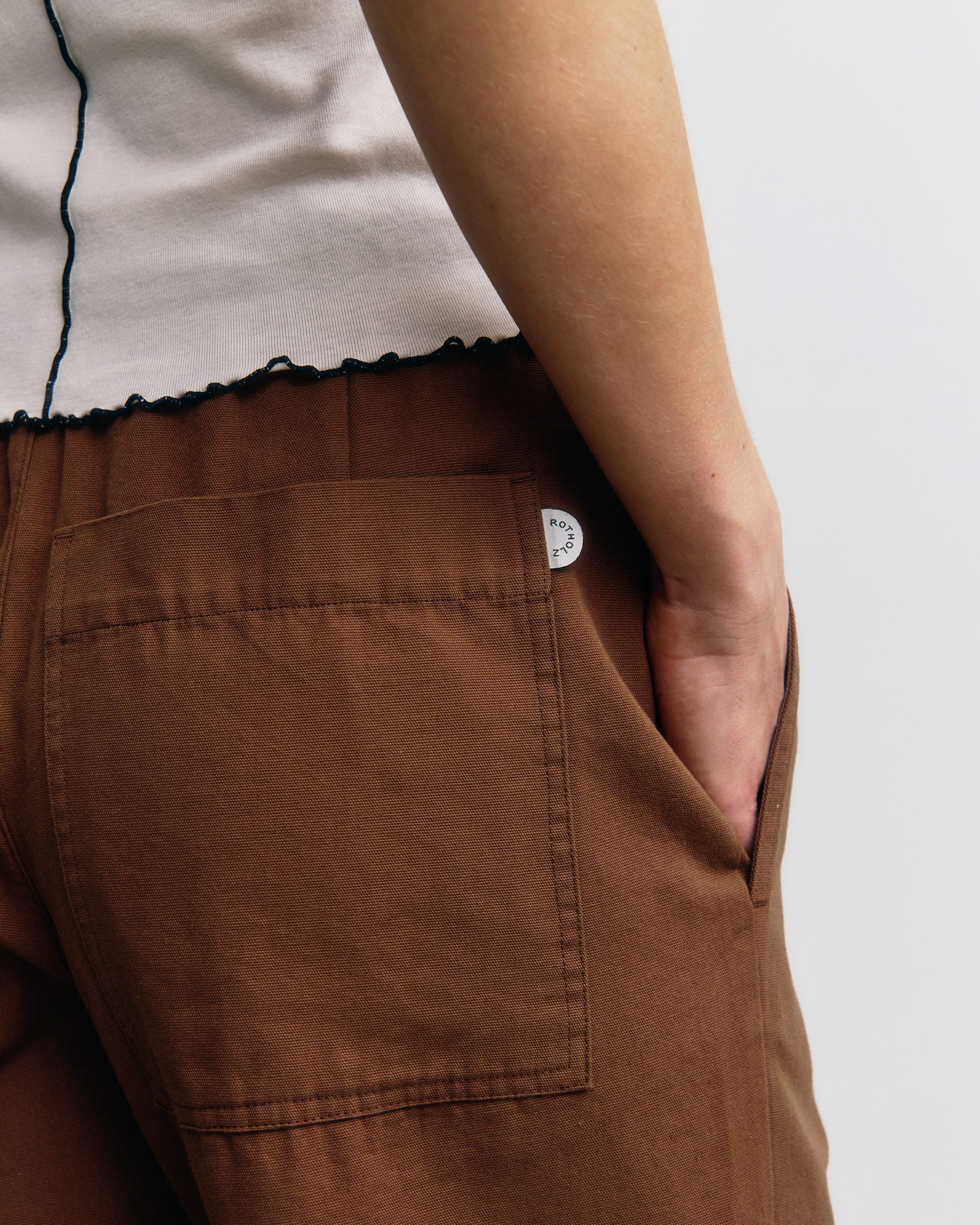 Brown organic cotton trousers by Rotholz