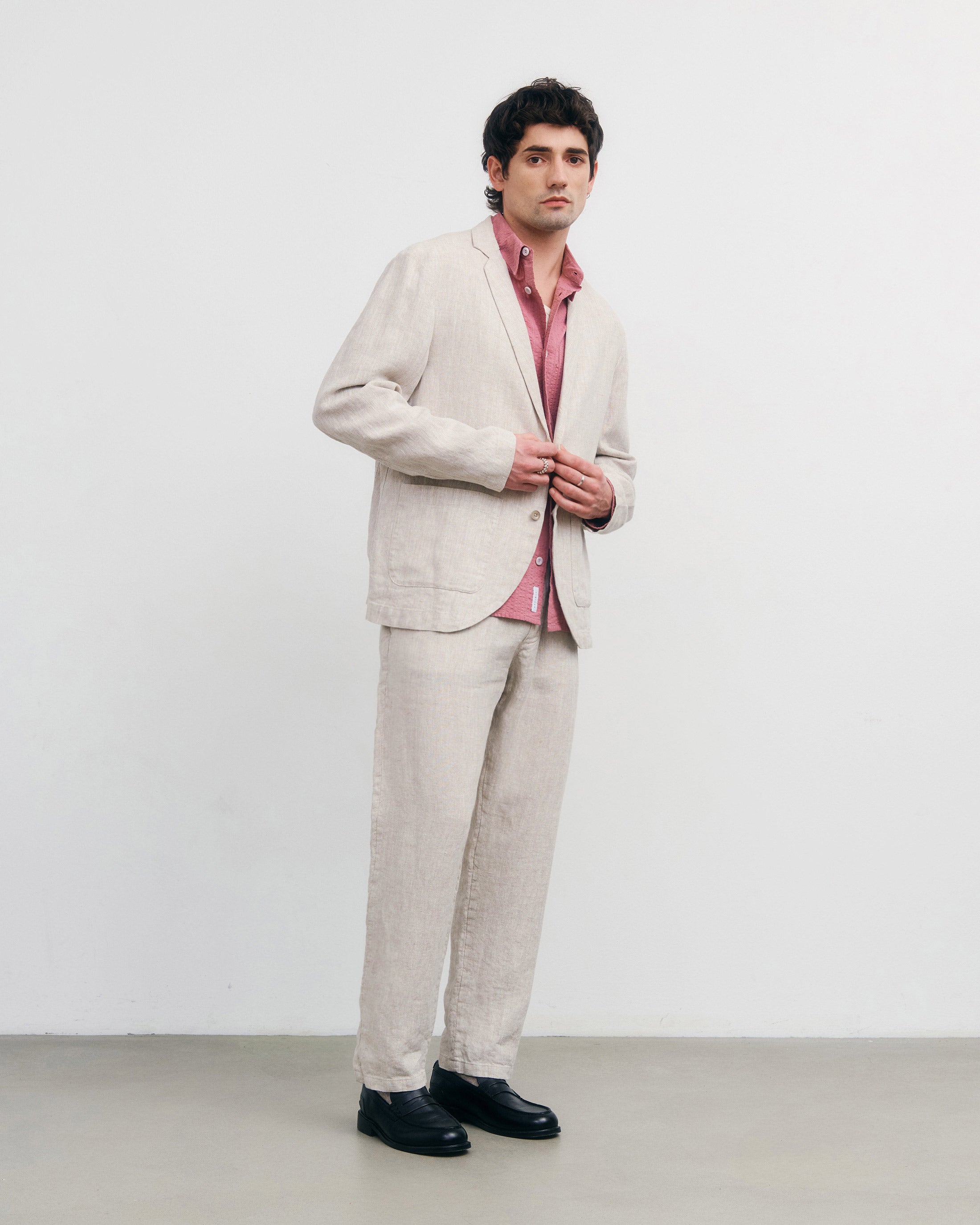 Heller Blazer aus Bio-Baumwolle und Leinen von Rotholz