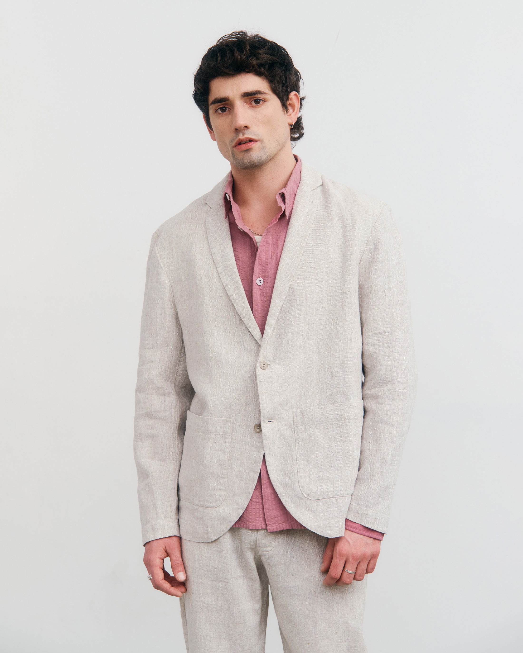 Heller Blazer aus Bio-Baumwolle und Leinen von Rotholz