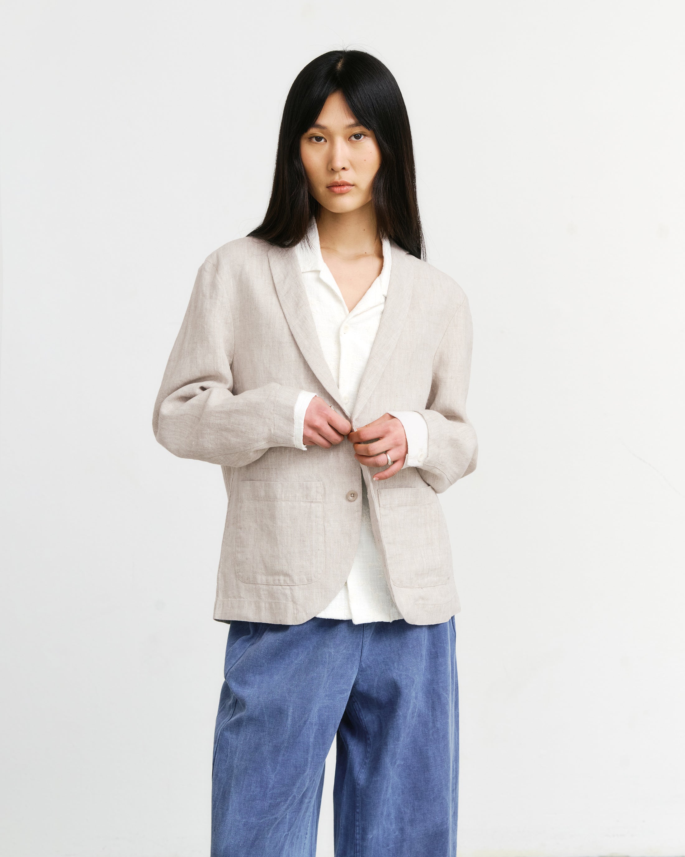 Heller Blazer Workwear aus Bio-Baumwolle und Leinen von Rotholz