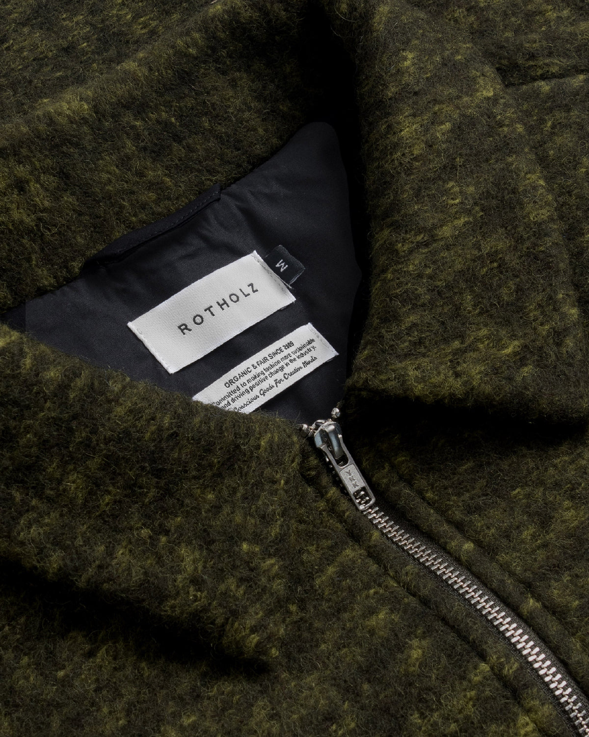 Workwear Jacke Wollmischung (Bio Wolle und Bio Baumwolle) in Speckled Green von Rotholz
