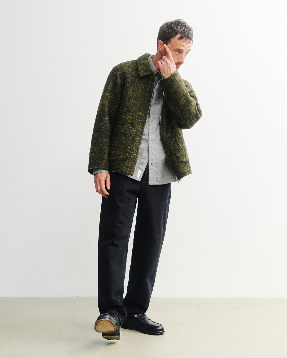 Workwear Jacke Wollmischung (Bio Wolle und Bio Baumwolle) in Speckled Green von Rotholz