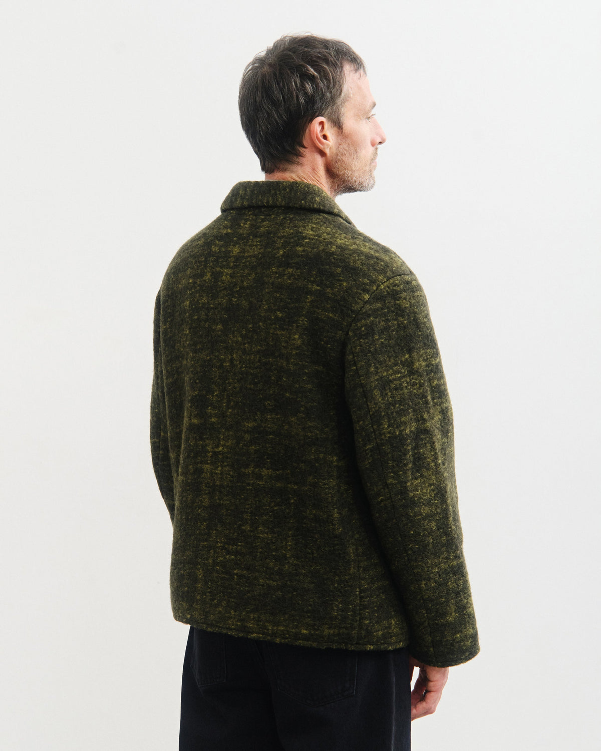 Workwear Jacke Wollmischung (Bio Wolle und Bio Baumwolle) in Speckled Green von Rotholz