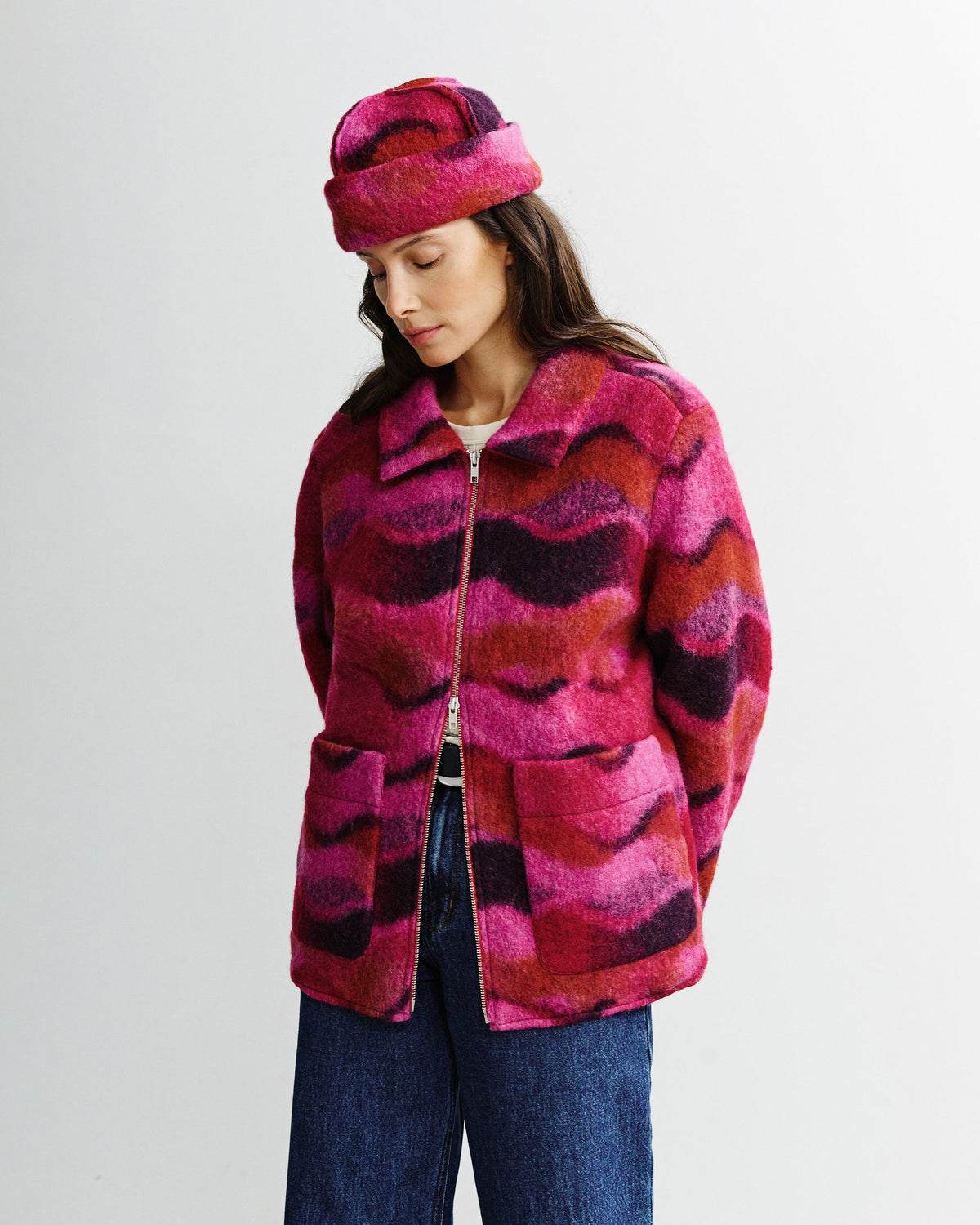 Workwear Jacke Wollmischung (Bio Wolle und Bio Baumwolle) in Wavy Pink von Rotholz