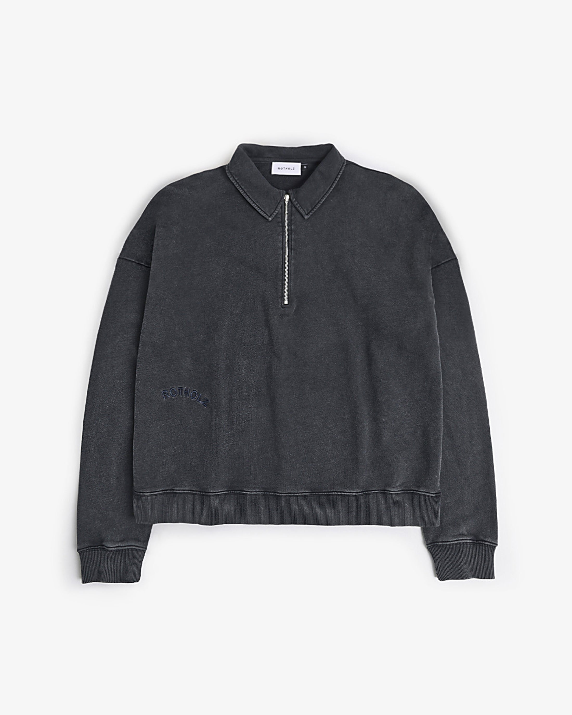 Schwarzes Polo Sweatshirt aus 100% Bio-Baumwolle von Rotholz