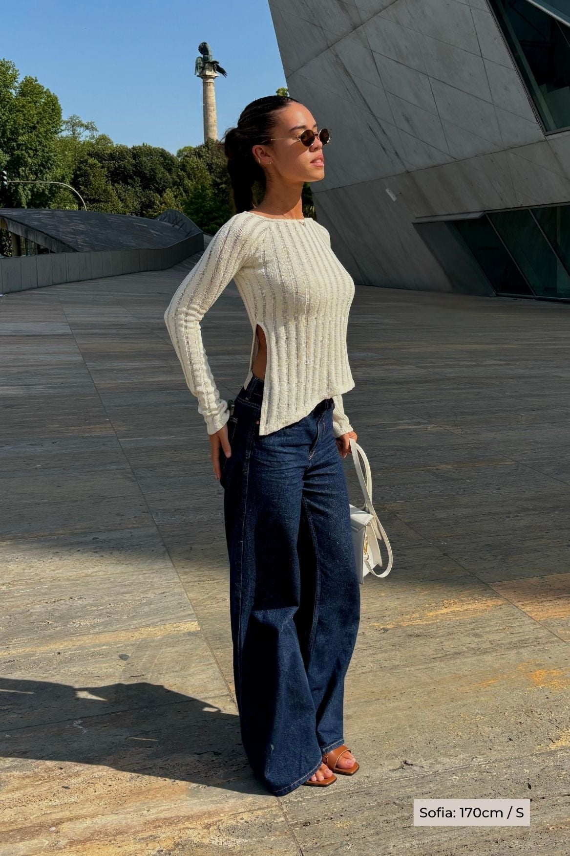 Asymmetrical Ribbed Longsleeve Organic Cotton - Ecru - Narah Soleigh | Luxe Line