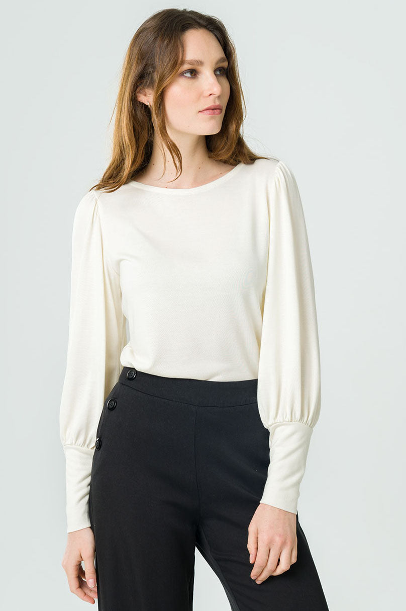 Blouse beige Freesia en modal d'Avani