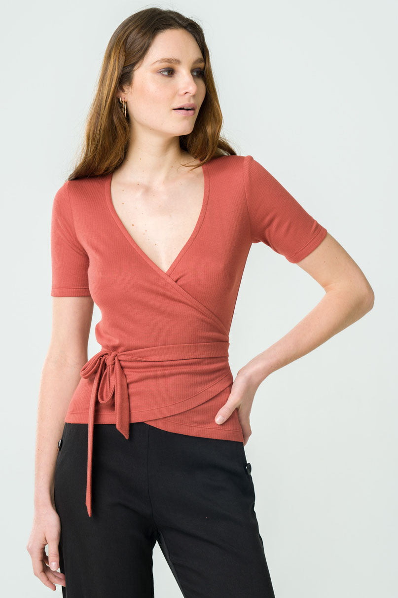 Red wrap shirt Olivier made of Tencel by Avani