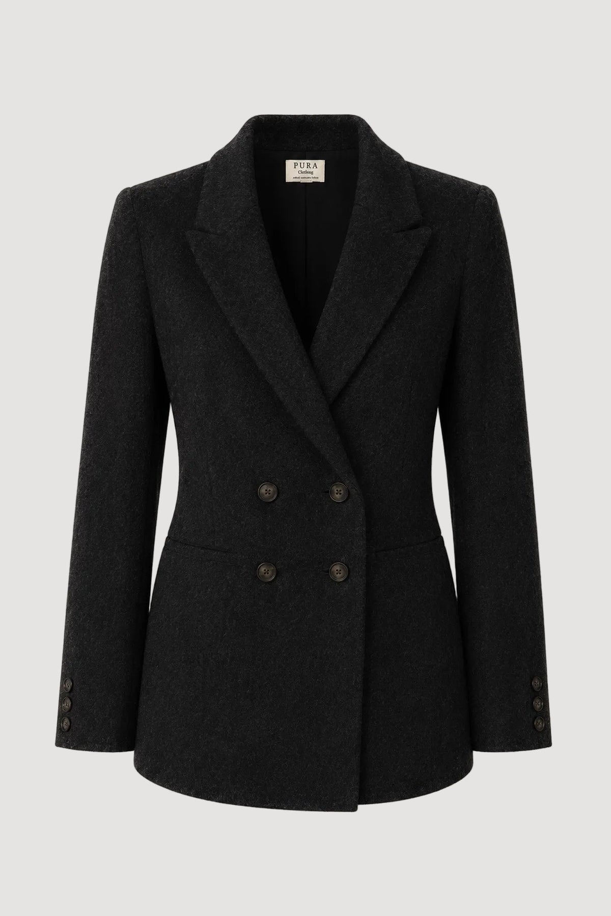 Schwarzer Blazer Signature aus 100% Merinowolle von Pura Clothing