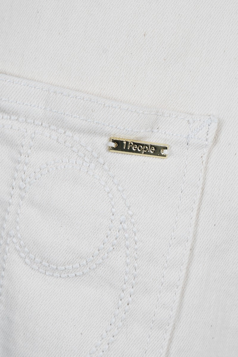 White denim overall San Francisco SFO made from organic cotton by 1 People