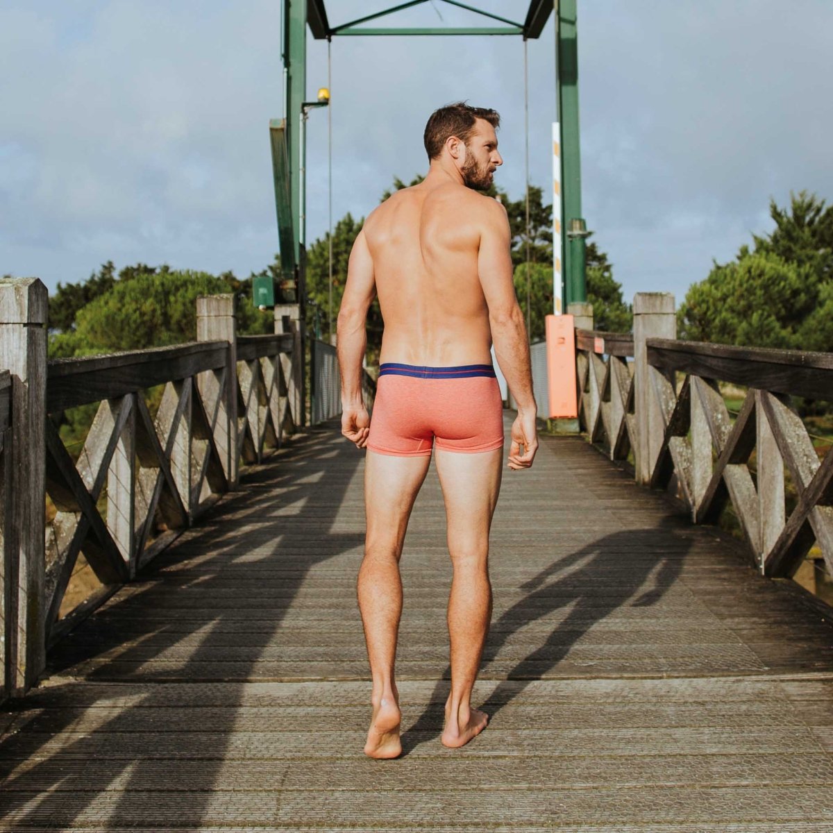 Boxer homme rouge chiné en coton bio et seaqual - BLUEBUCK