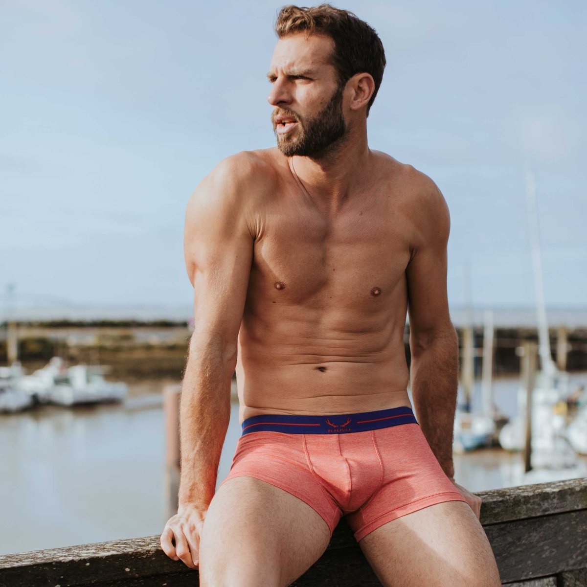 Boxer homme rouge chiné en coton bio et seaqual - BLUEBUCK