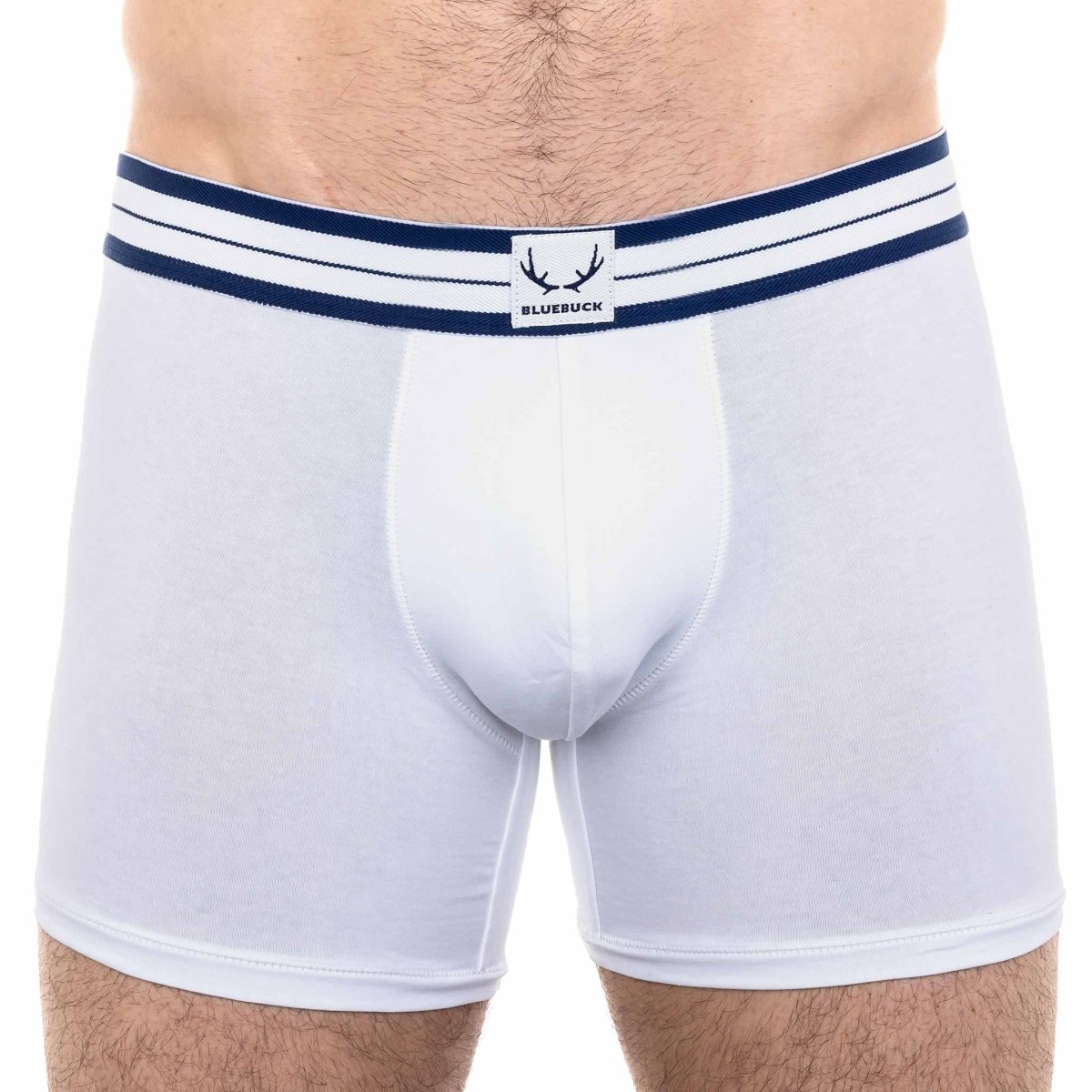 Boxer long blanc en coton biologique de Bluebuck