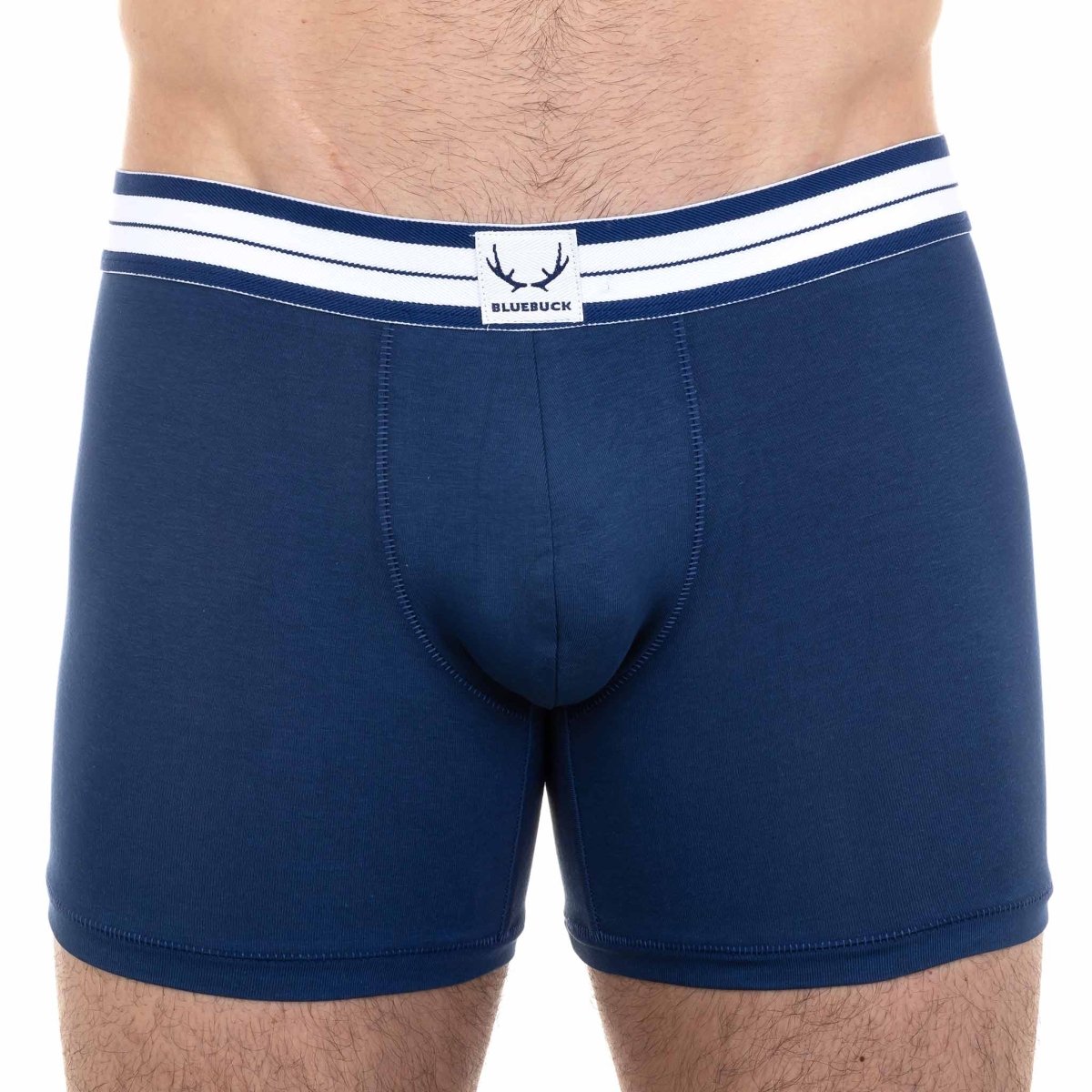 Boxer long homme bleu marine en coton bio - BLUEBUCK