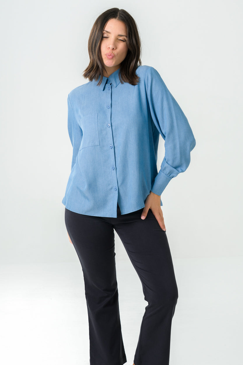 Blue blouse Kauri made of 100% Tencel by Avani