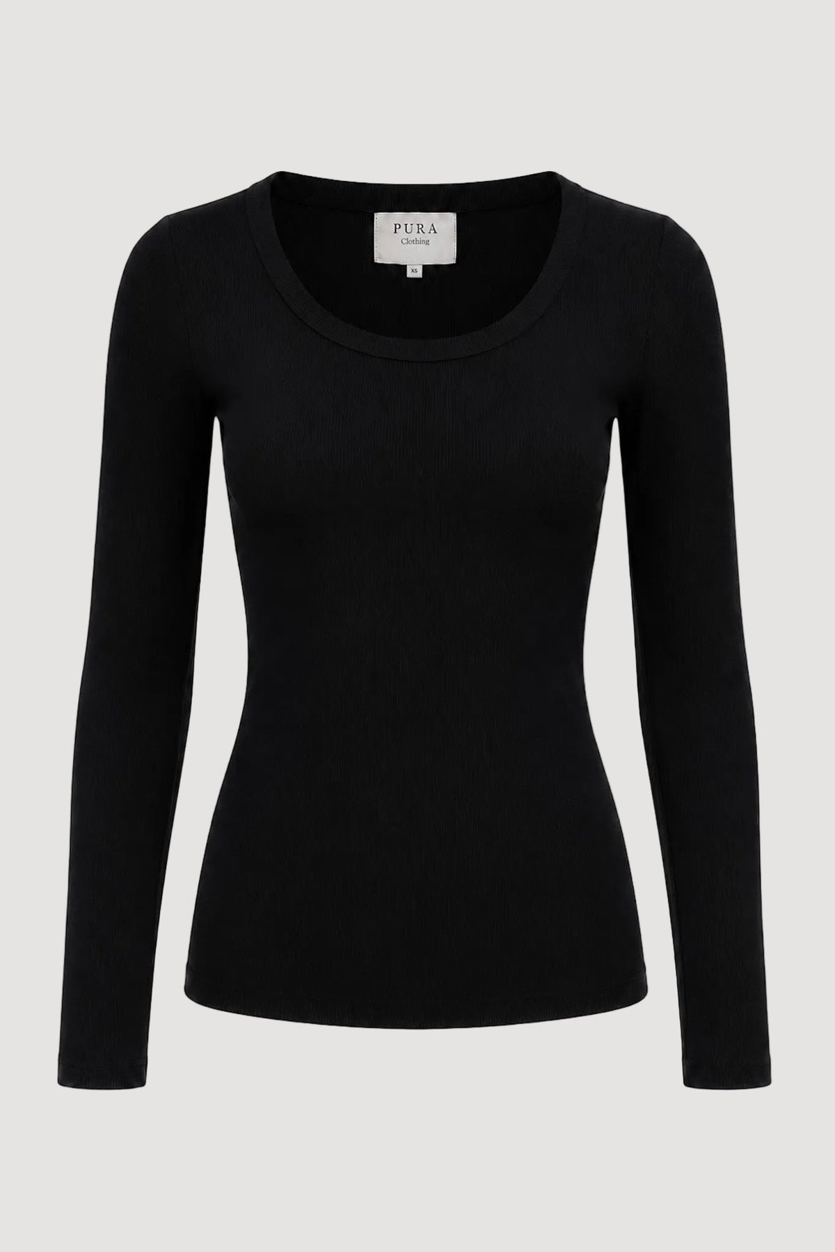 Schwarzes Langarmshirt aus 100% Bio-Baumwolle von Pura Clothing