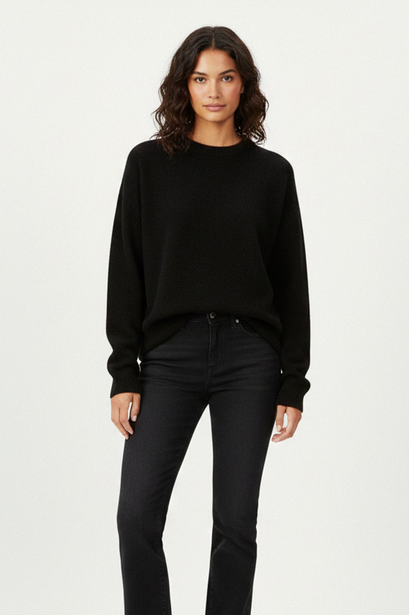 CREWNECK SWEATER CASHMERE/SILK BLACK from Pura Clothing