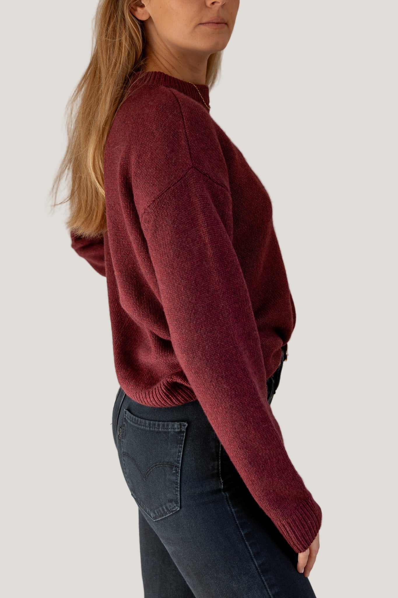 Crewneck Sweater Cashmere/Silk Burgundy von Pura Clothing