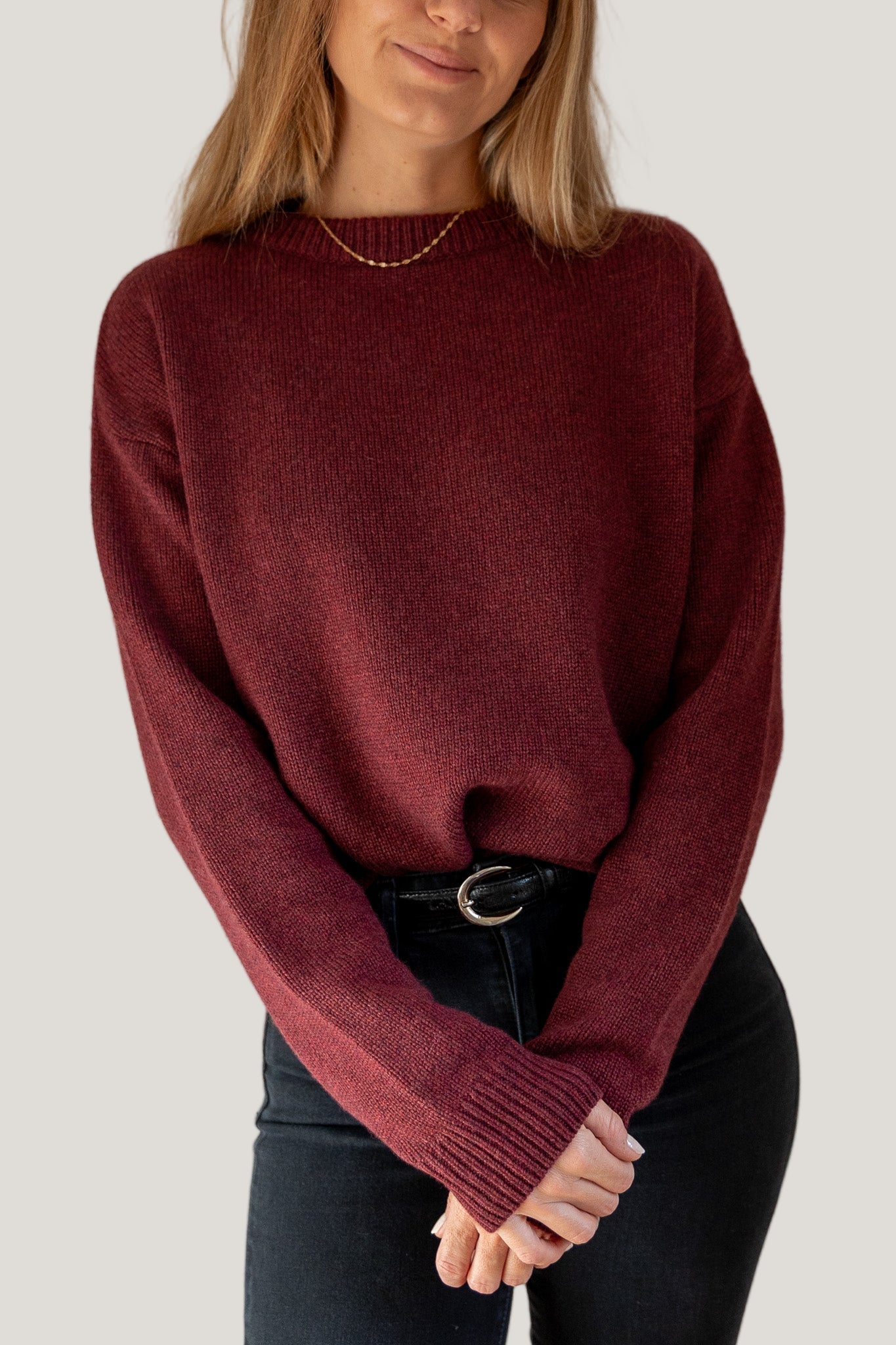 Crewneck Sweater Cashmere/Silk Burgundy von Pura Clothing