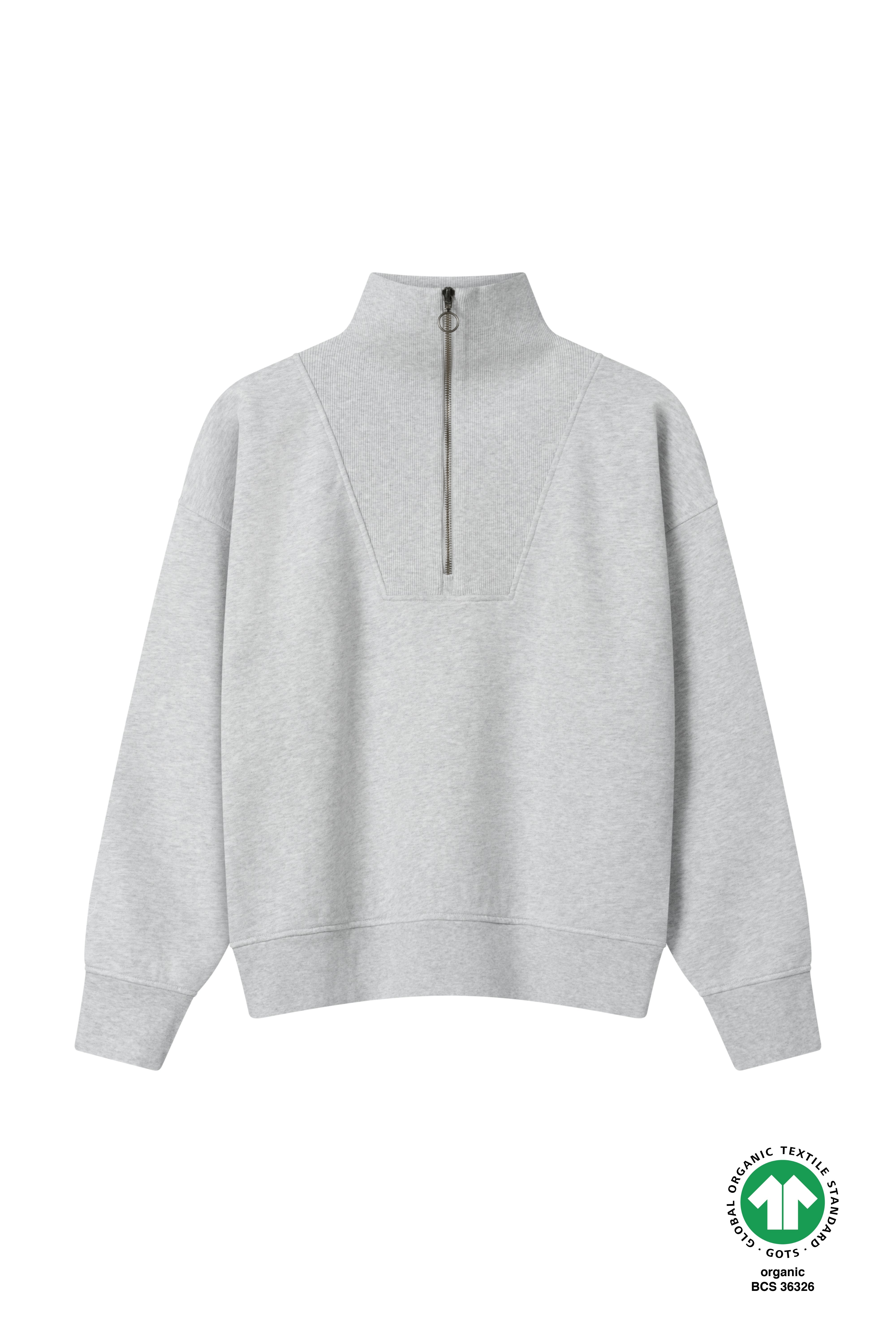 Half-Zip Sweater Brit Hellgrau aus Bio Baumwolle von SALZWASSER
