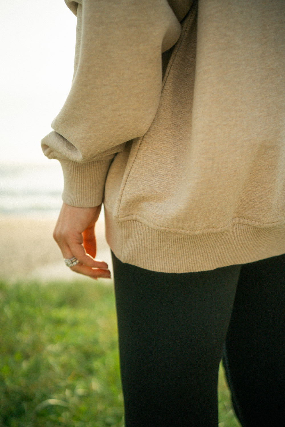 Beige oversized sweater made from 100% organic cotton by Dirts