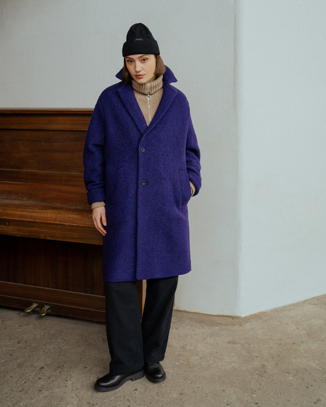 Purple organic wool coat from Rotholz