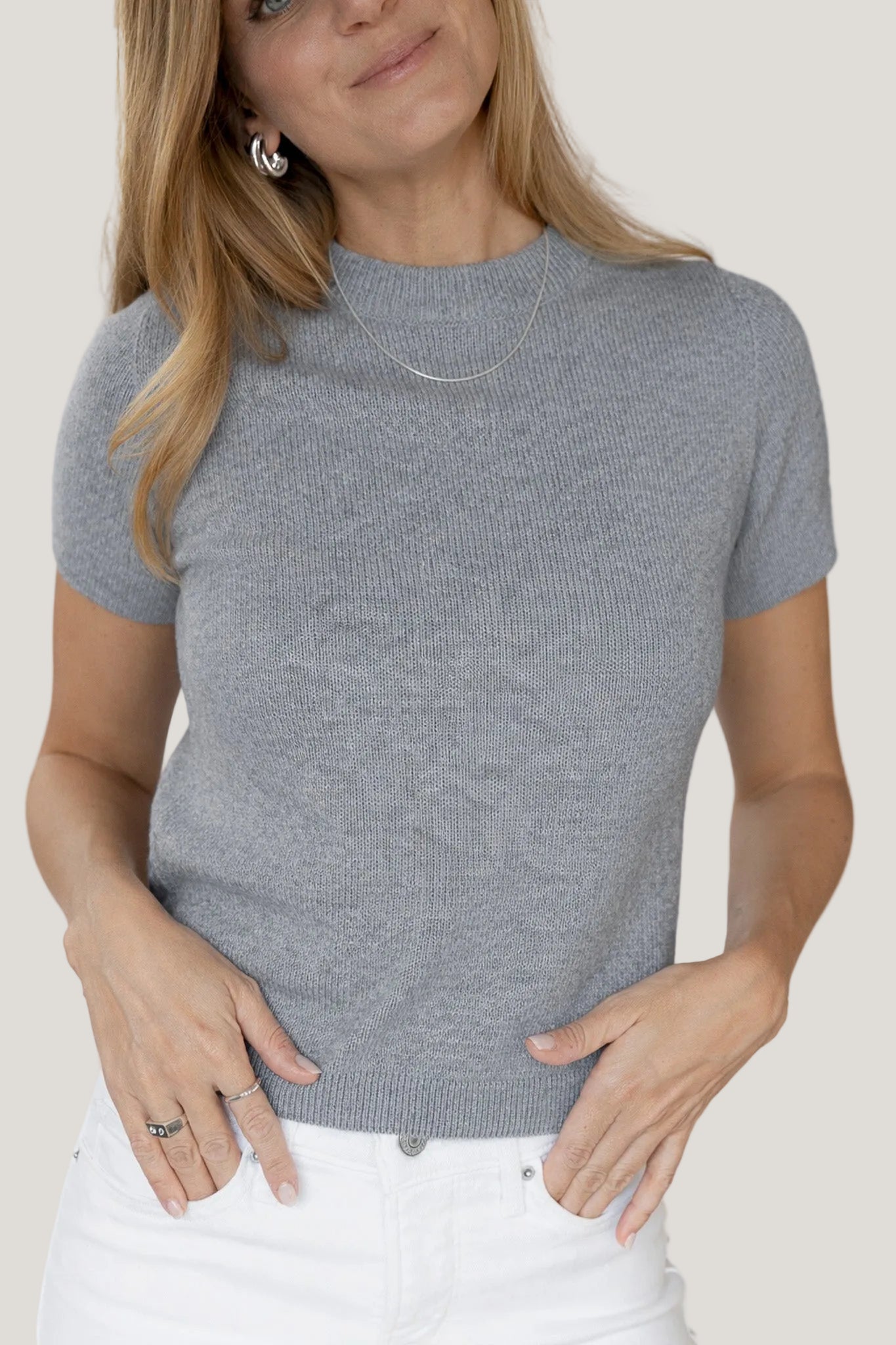 Graues T-Shirt Vera aus Bio-Baumwolle & recyceltem Kaschmir von Pura Clothing