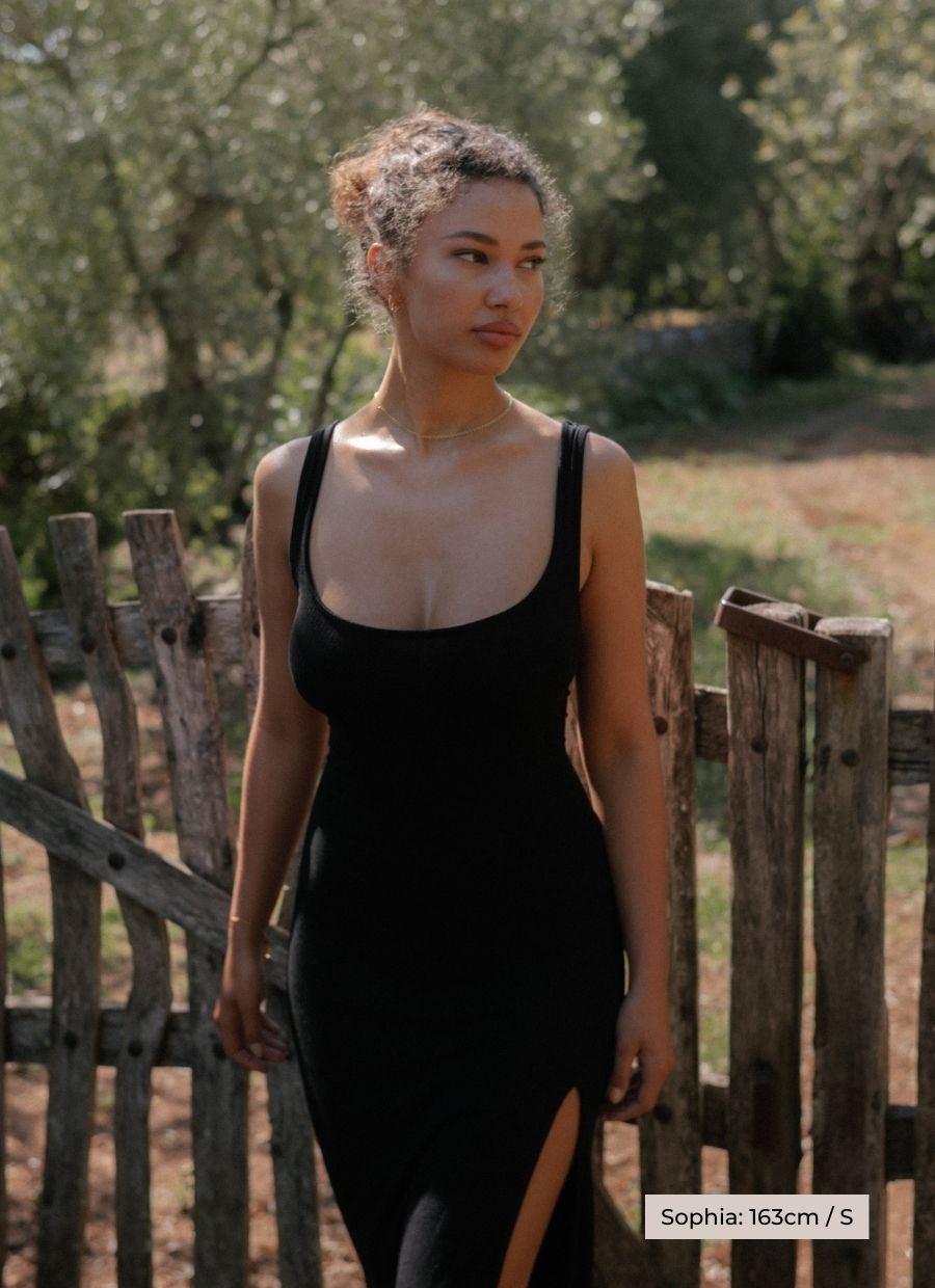 Black Francesca Tencel dress by Narah Soleigh