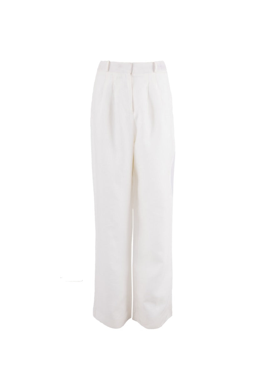 White, wide-cut trousers French Riviera NCE made of 100% linen by 1 People