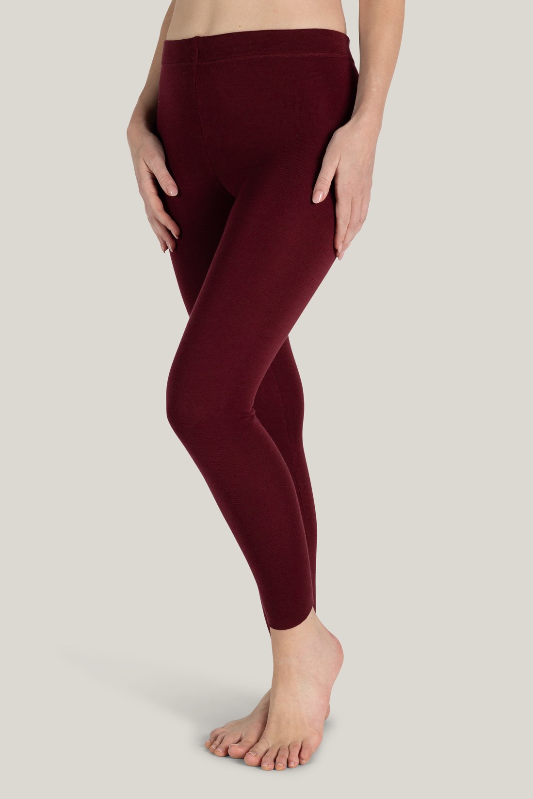 Leggings Freya en rouge vin en mérinos et Tencel de Tidløs