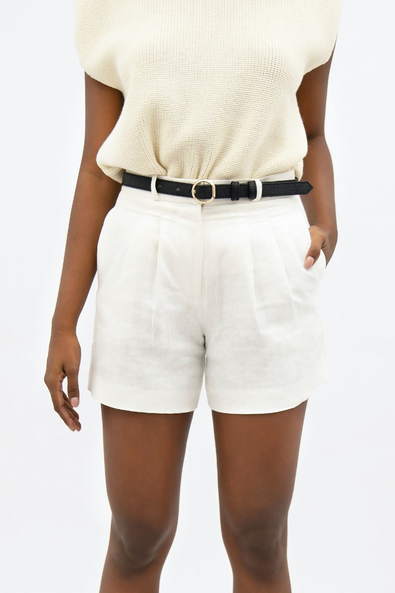 White shorts French Riviera NCE made of 100% linen by 1 People