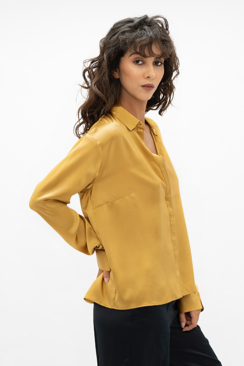 Yellow blouse Kobe UKB made of 100% silk by 1 People