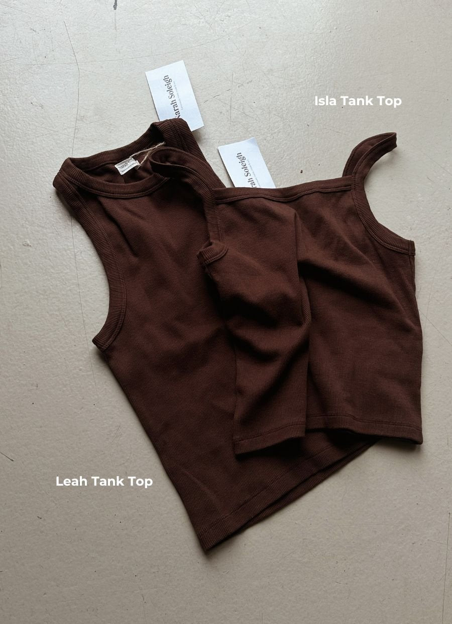 Leah Tank Top Organic Cotton - Chocolate - Narah Soleigh