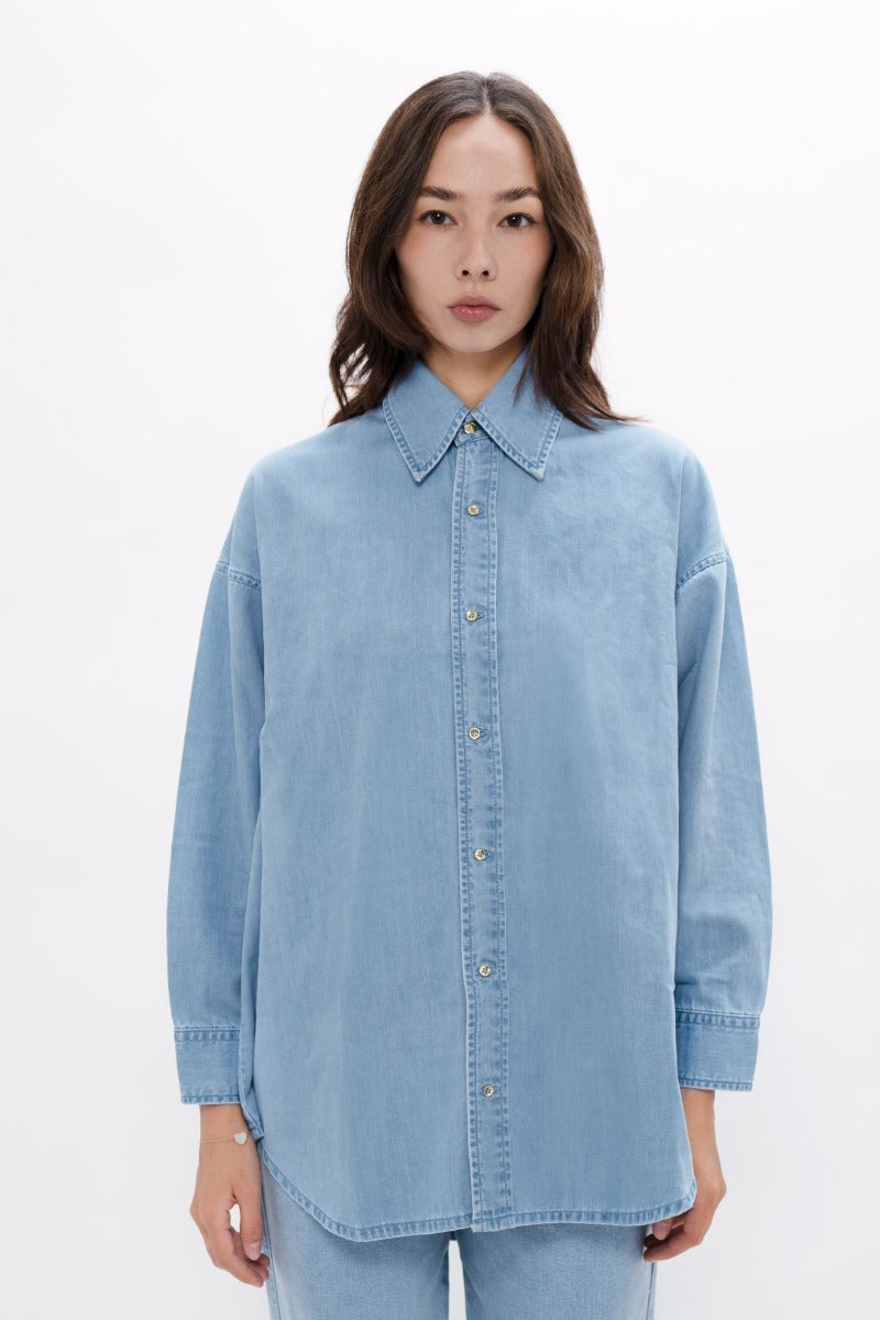 Blue denim blouse Louisiana MSY made of organic cotton by 1 People
