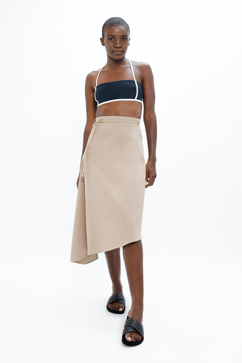 Beige, asymmetric skirt Mallorca PMI made of organic cotton by 1 People