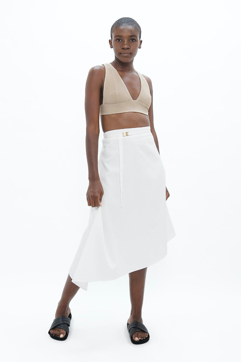White, asymmetric skirt Mallorca PMI made of organic cotton by 1 People