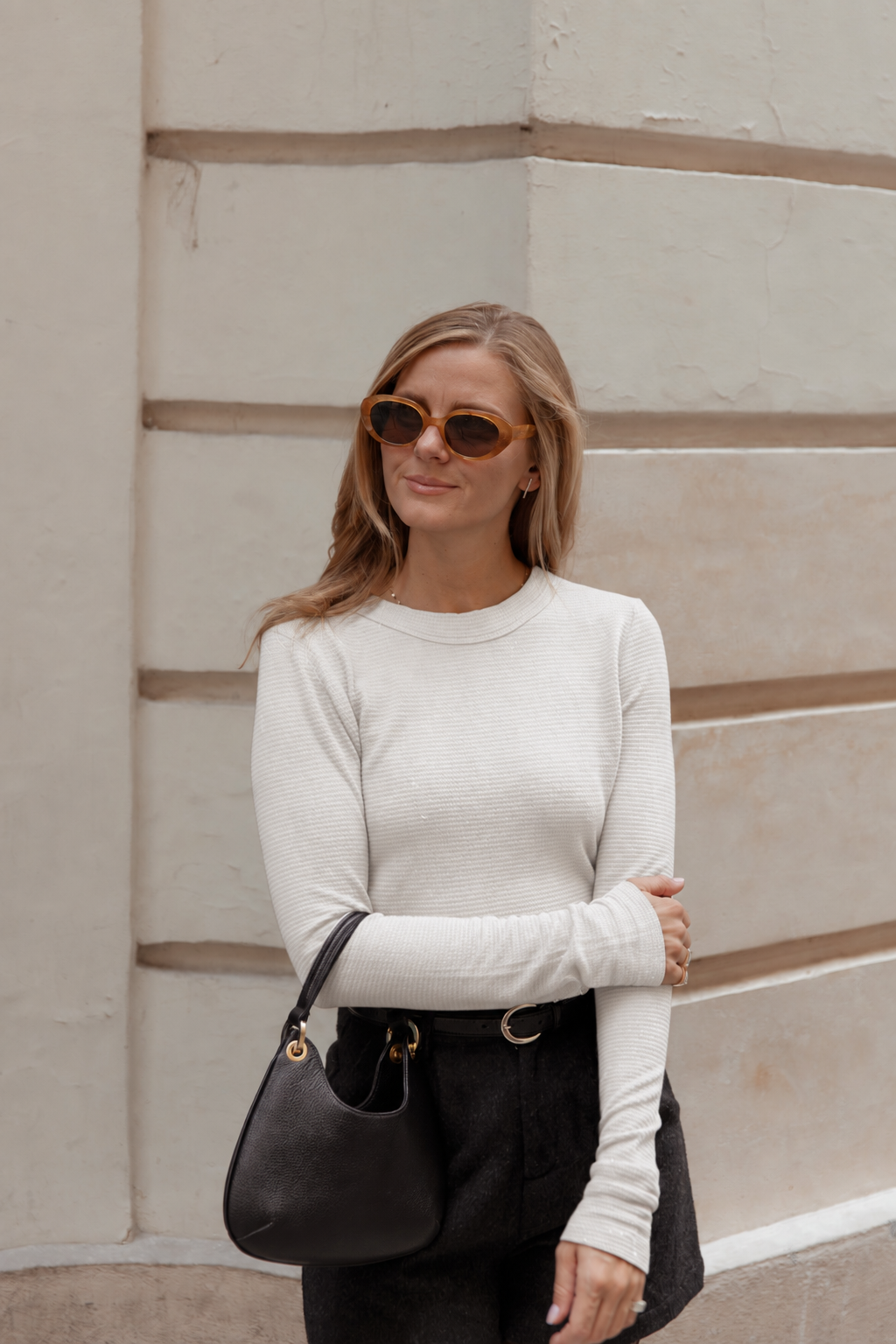 Weisses Langarmshirt Waffle aus Tencel von Pura Clothing