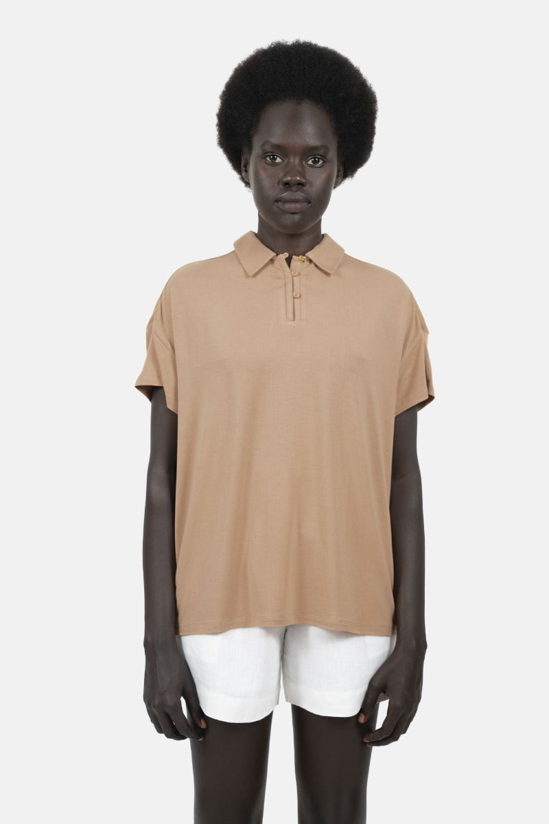 Light brown polo shirt Metz ETZ made of Lenzing™ Modal by 1 People