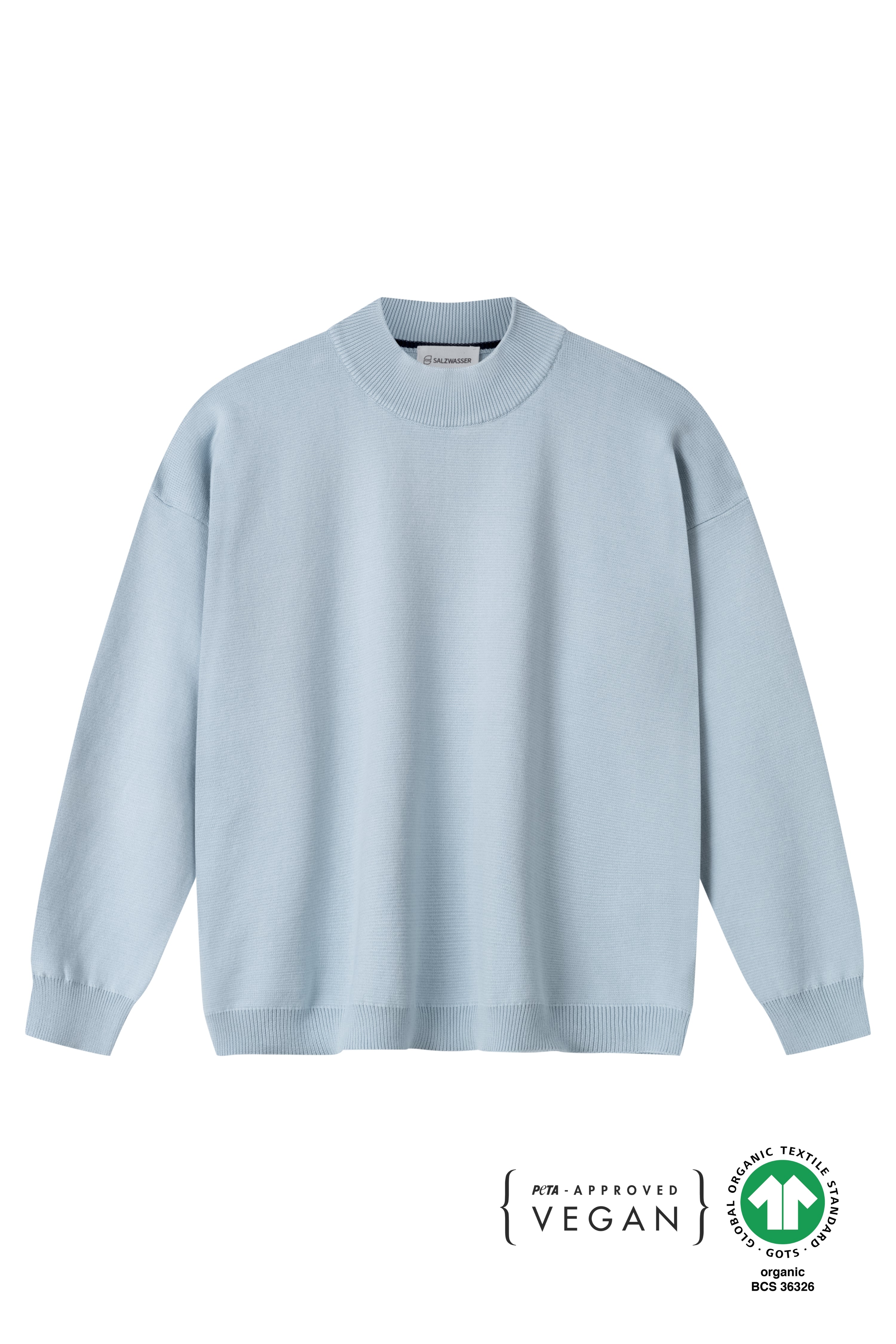Light blue knitted sweater Marina made of 100% organic cotton by Salzwasser