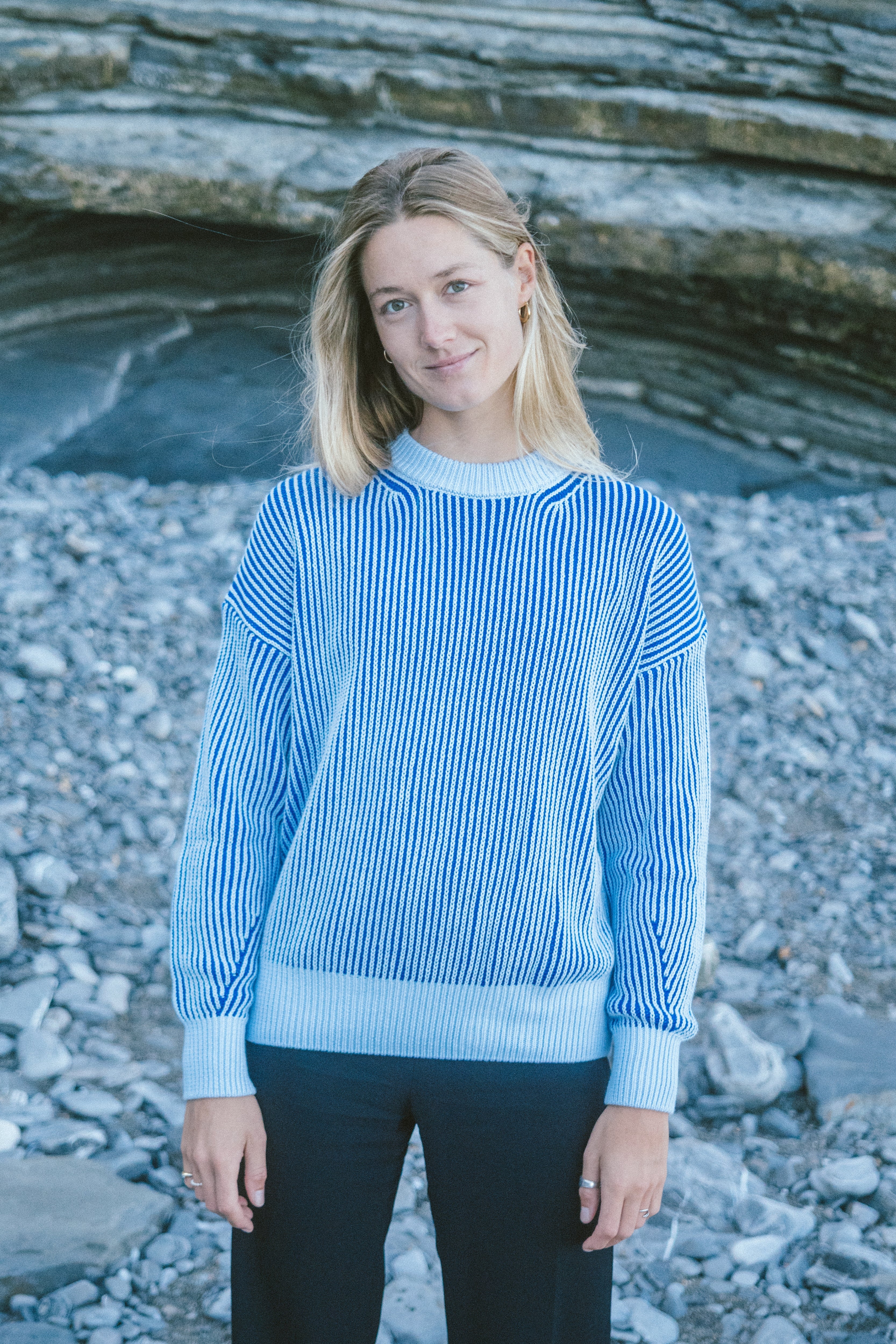 Strickpullover Hella Blue-Blue-Striped aus Bio Baumwolle von Salzwasser