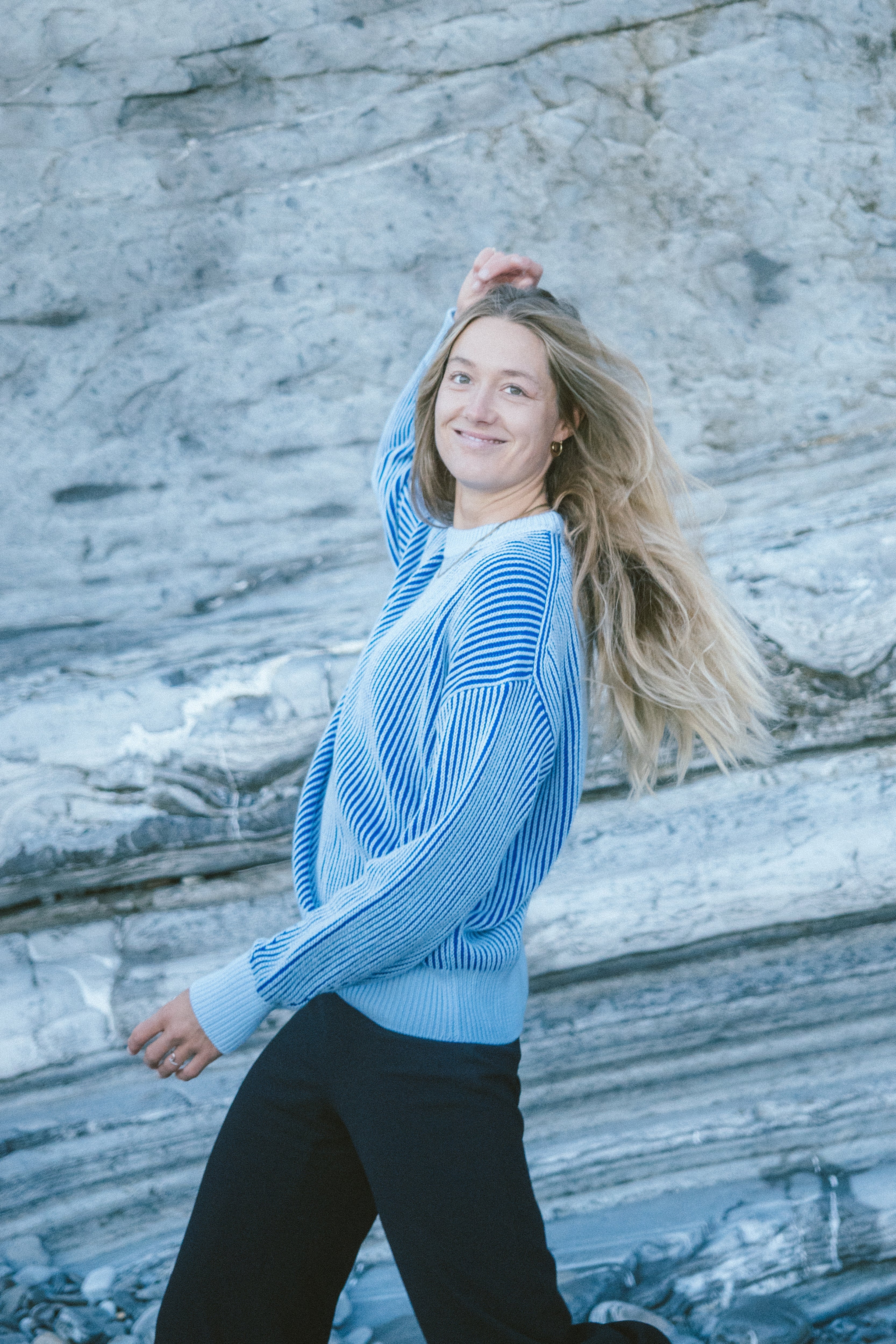 Strickpullover Hella Blue-Blue-Striped aus Bio Baumwolle von Salzwasser