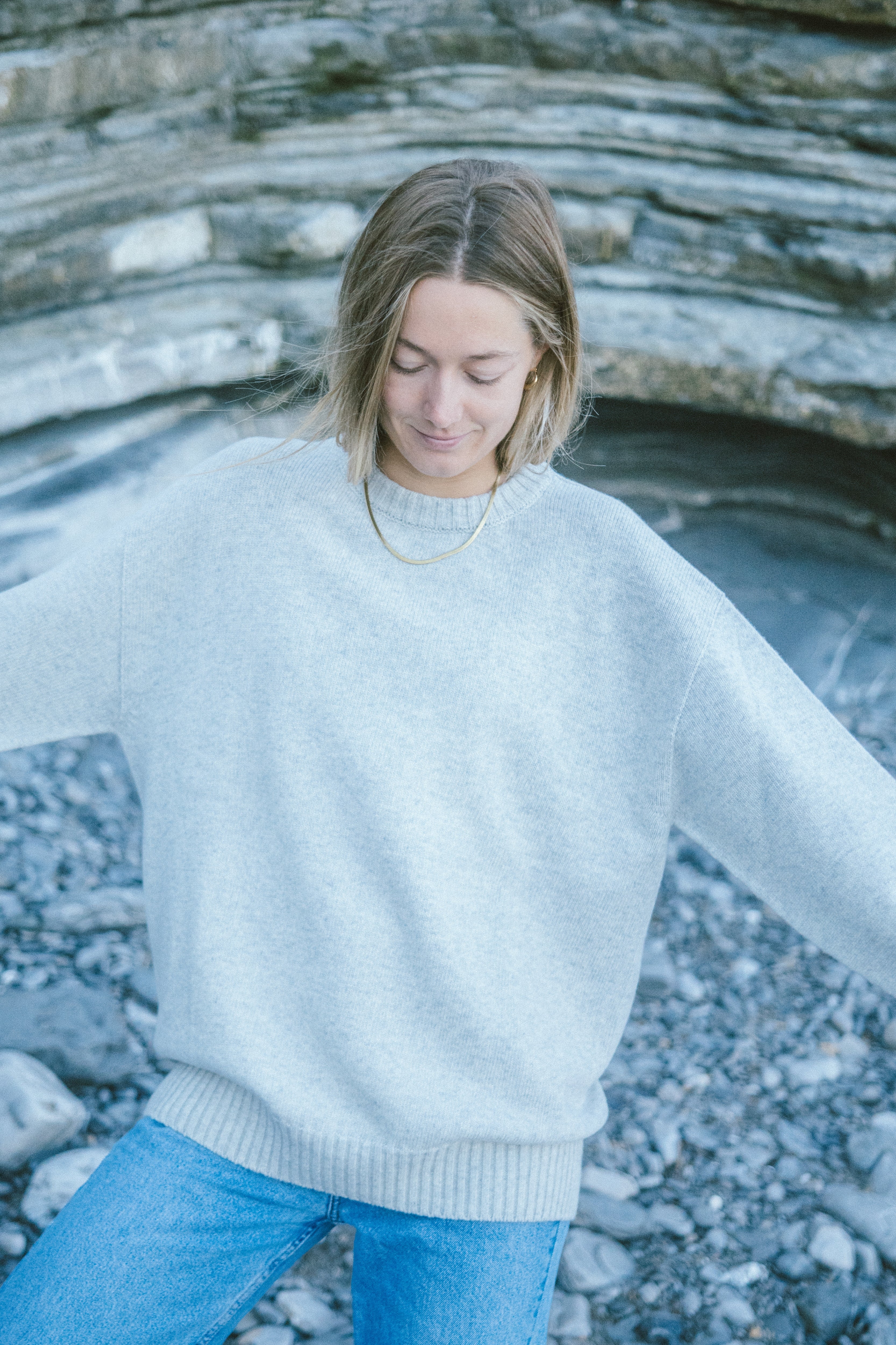 Pull en laine Toni gris mélangé par Salzwasser