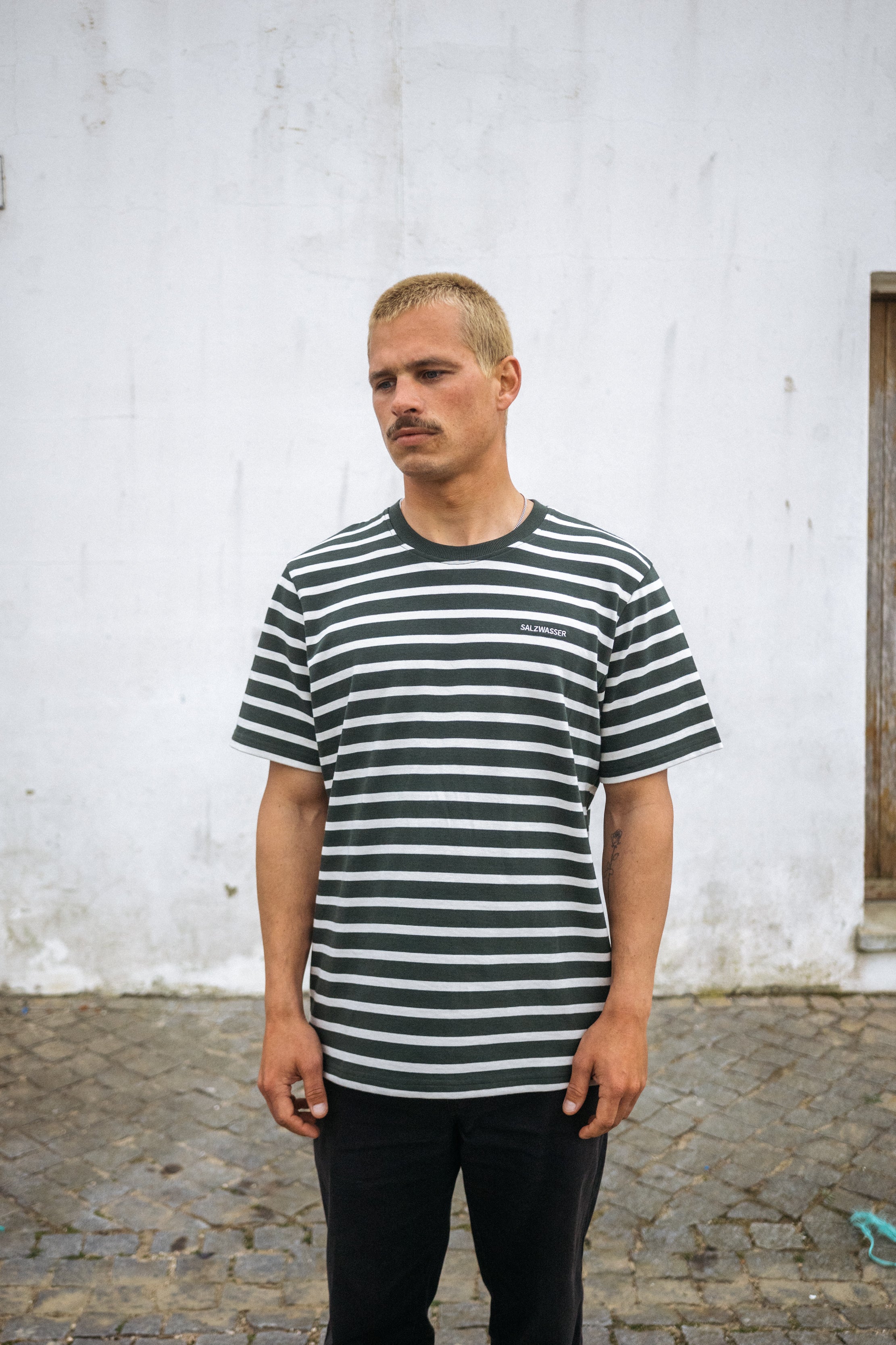 Olive Striped T-Shirt Jasper made from organic cotton by Salzwasser