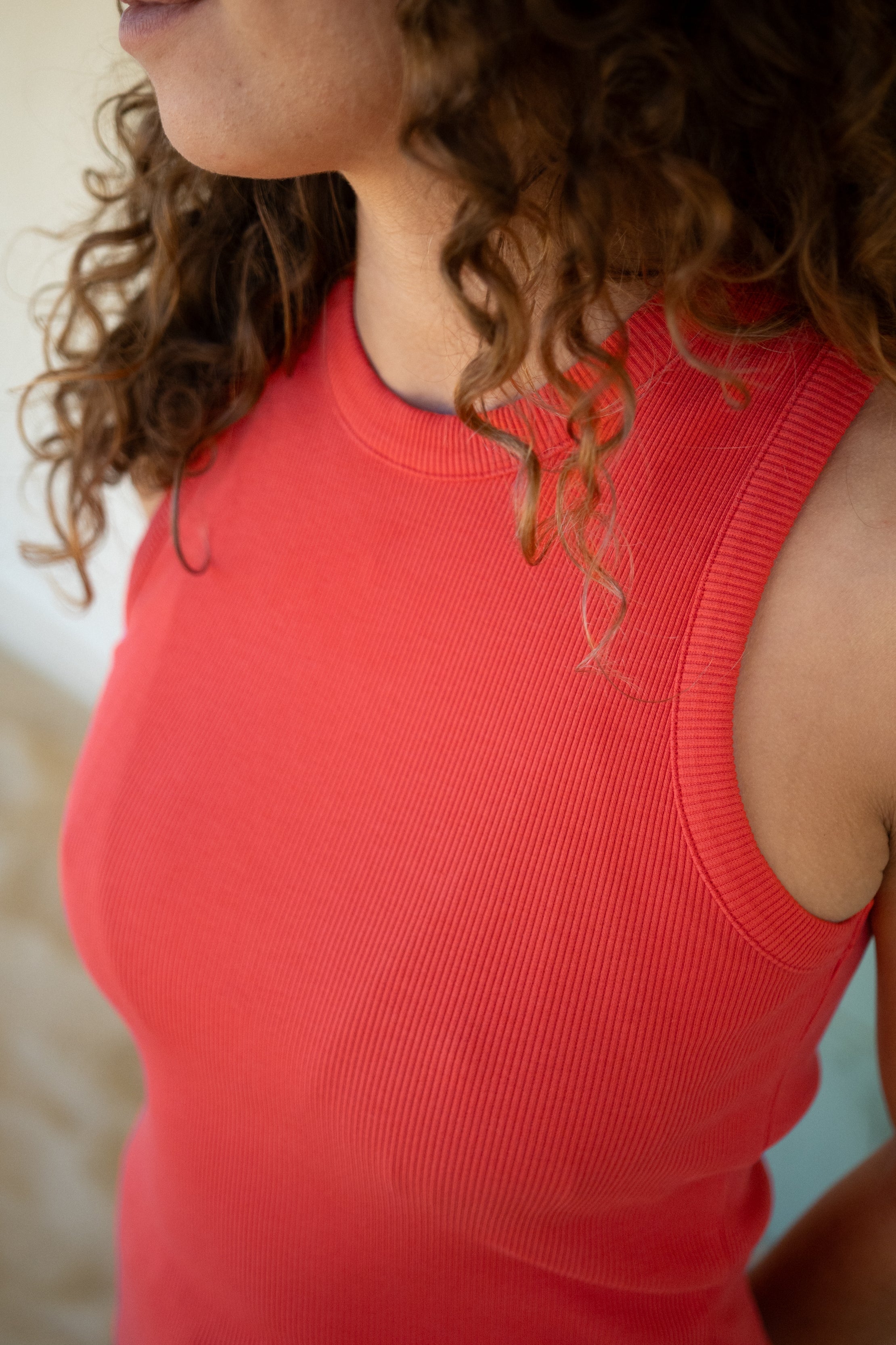 Red ribbed knit top Alva by Salzwasser