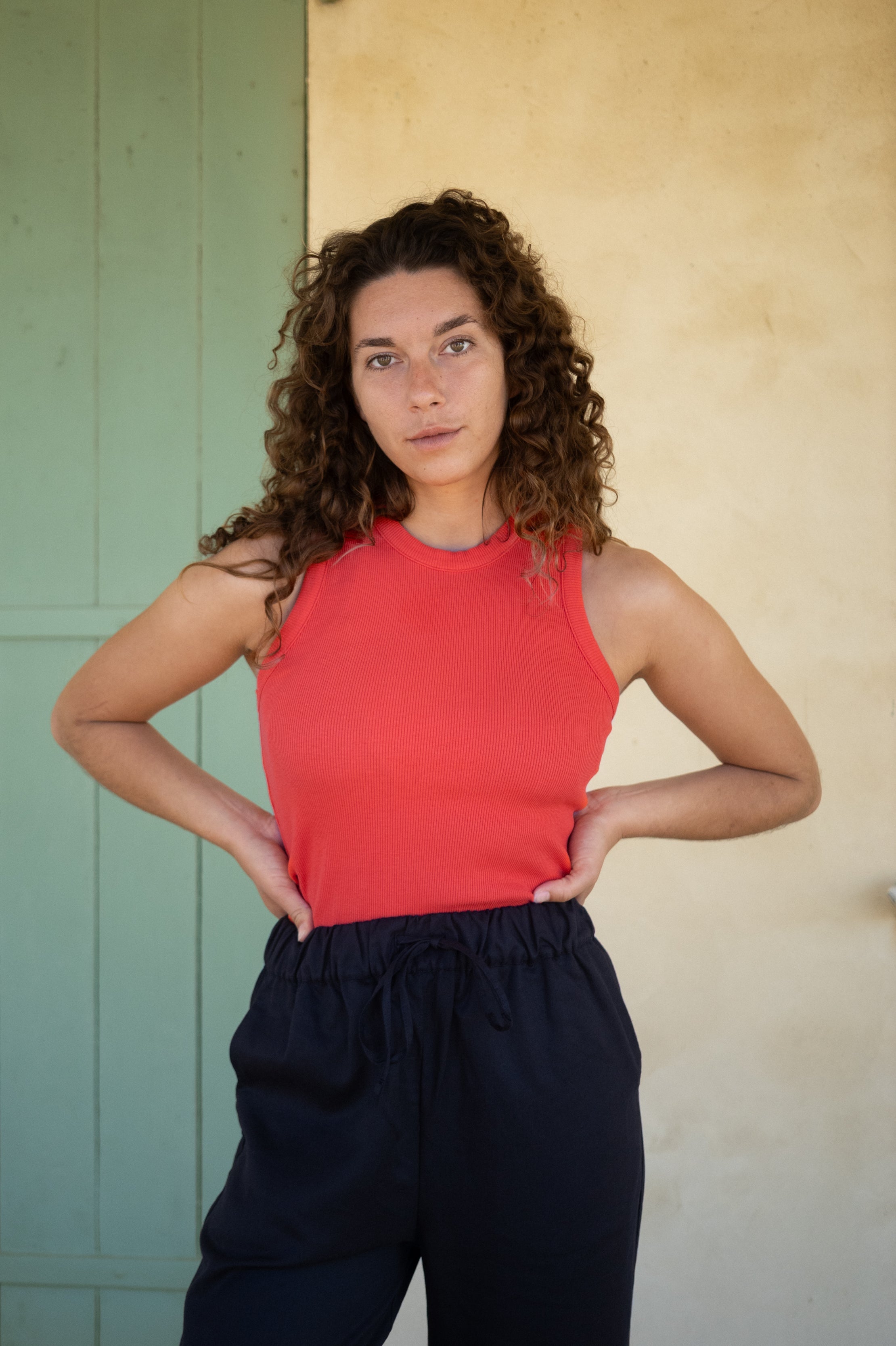 Red ribbed knit top Alva by Salzwasser