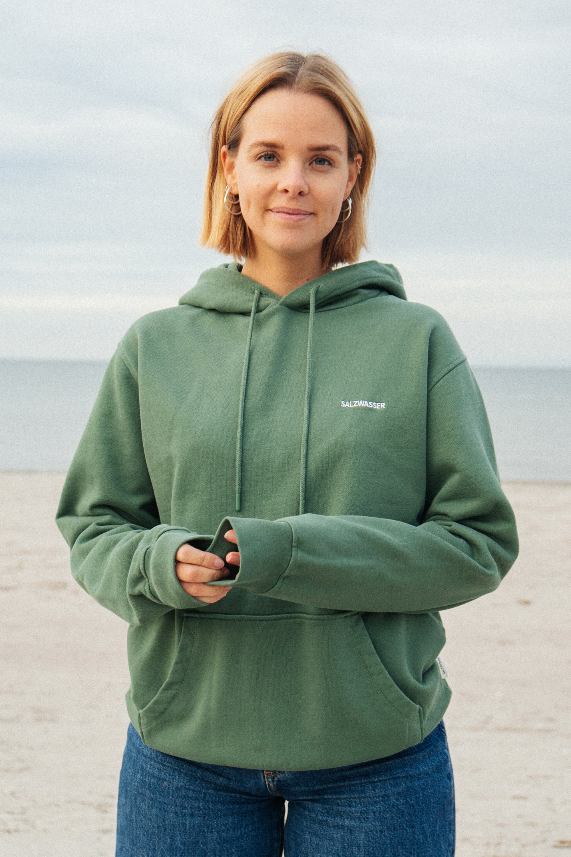 Grüner Hoodie Kap aus Bio-Baumwolle von Salzwasser
