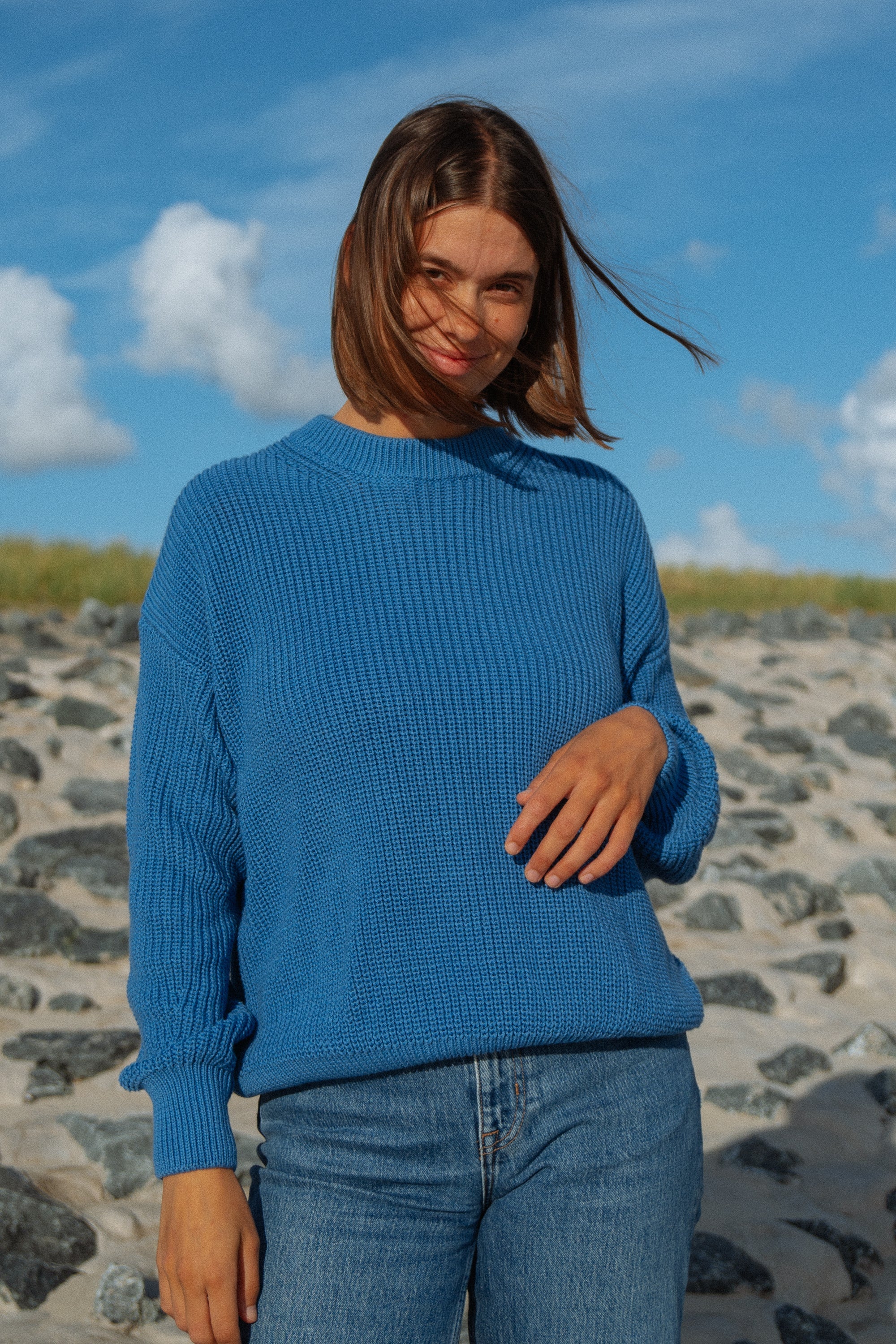 Knitted sweater Hella blue