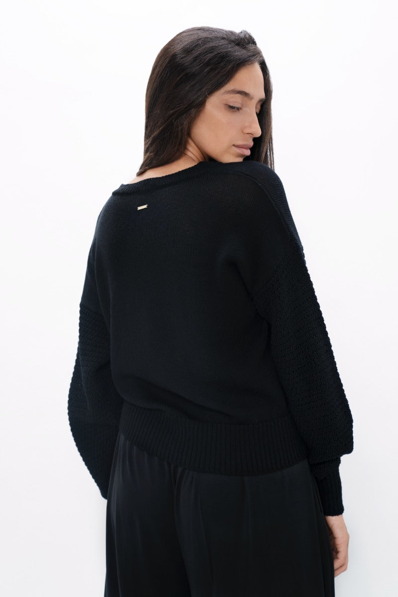 Black Nagano MMJ sweater made of 100% wool by 1 People