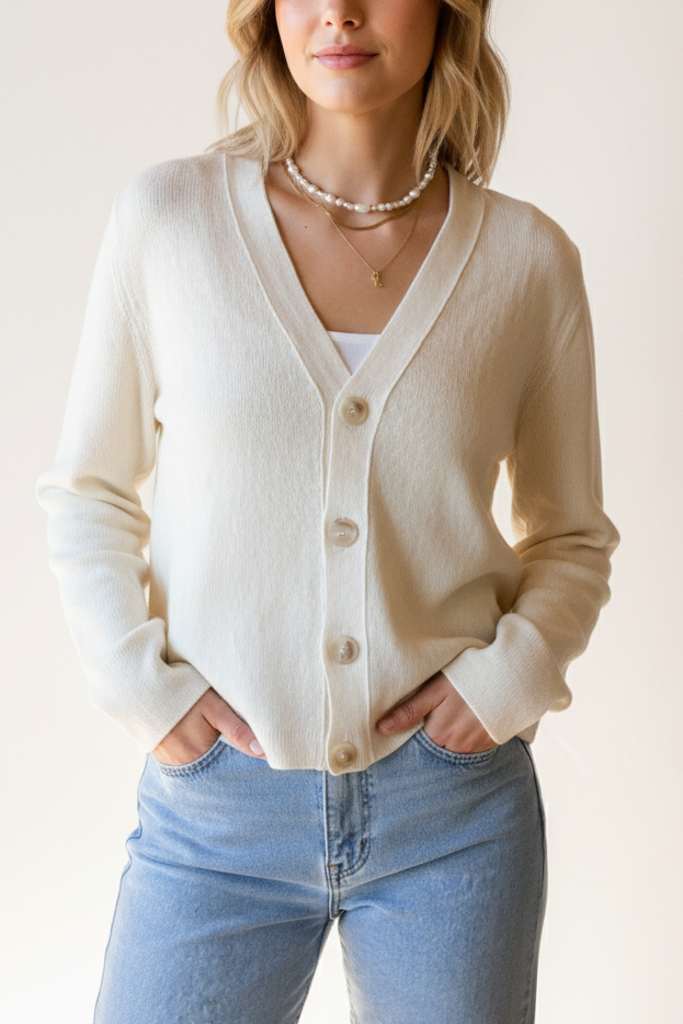 Cardigan blanc NANA en coton biologique de Pura Clothing